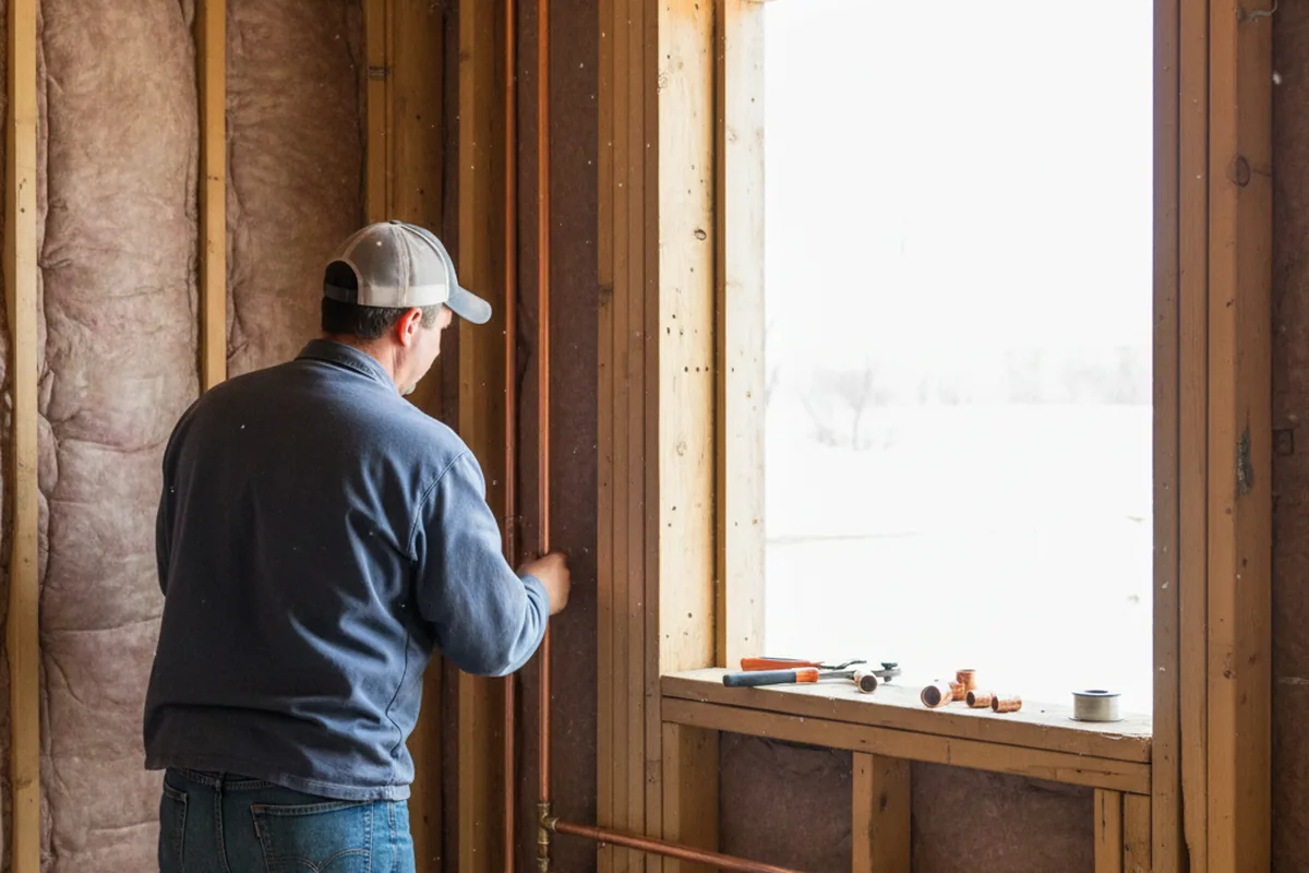 Licensed plumber running new copper supply lines in a Hazleton home