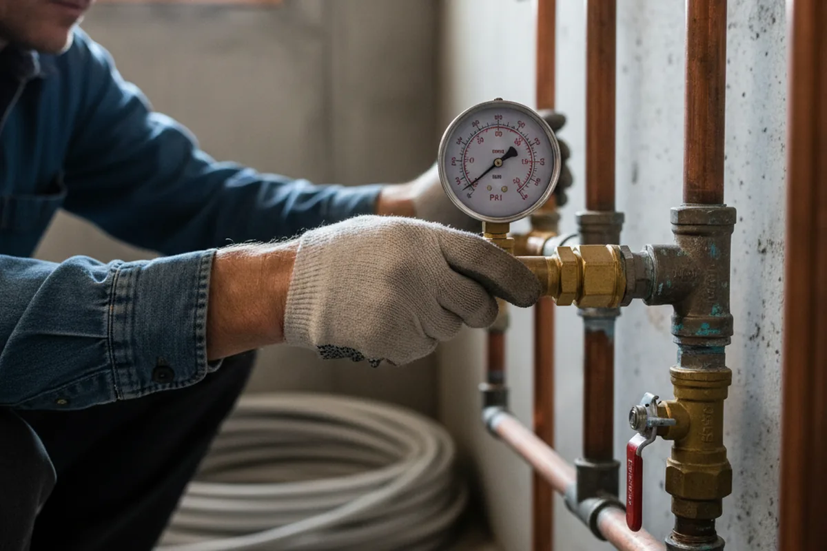 Pressure testing a repaired line during Water Line Repair in Hazleton